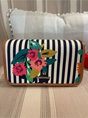 Navy Stripe Floral Crossbody - Navy/White Floral